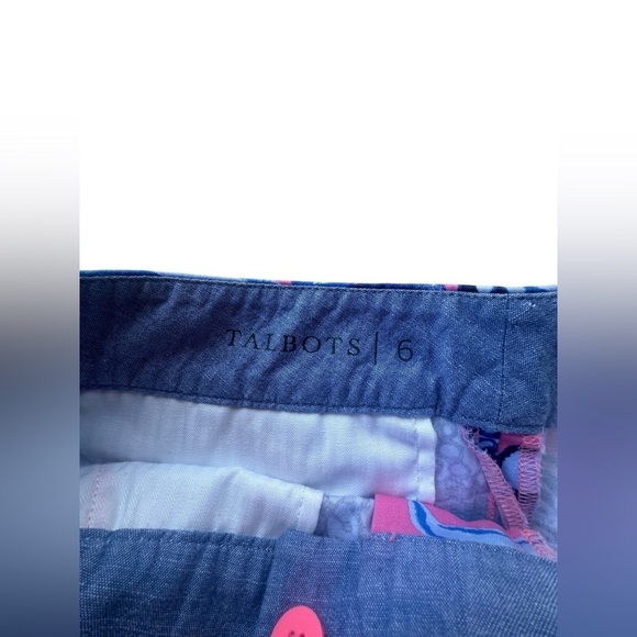 Talbots Shorts Womens Sz 6 Pink Blue Fish Scalloped Hem Cotton Beach Nautical - Picture 6 of 7